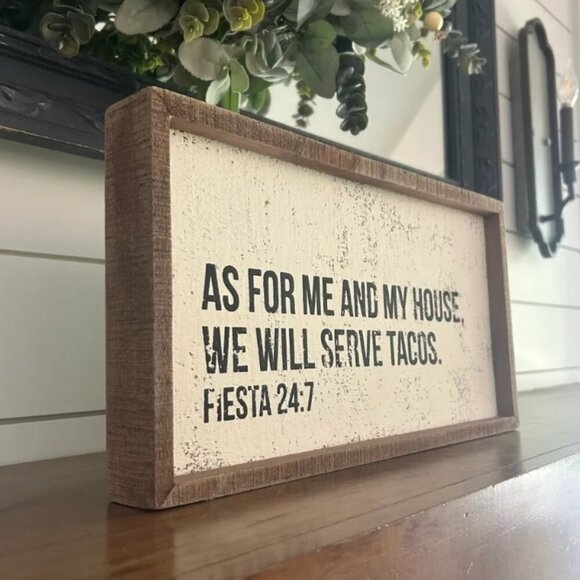 Primitives by Kathy SERVE TACOS Funny Kitchen Home Decor Wooden Shelf Sitter - Picture 2 of 3